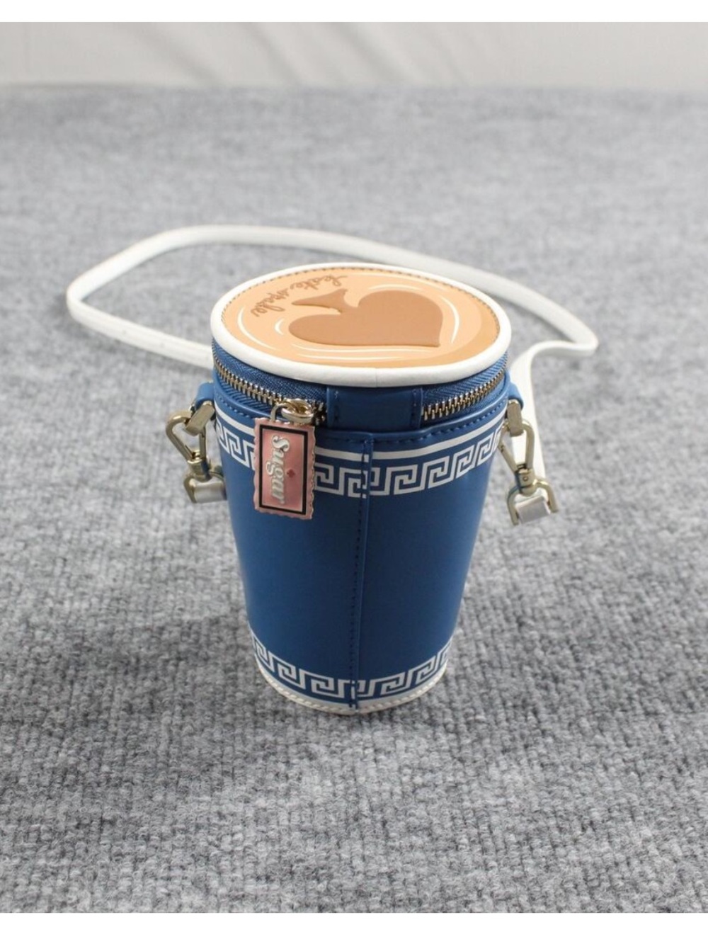 Kate Spade Blue & White Coffee Cup Crossbody Bag with Gold Accents - Picture 5 of 7